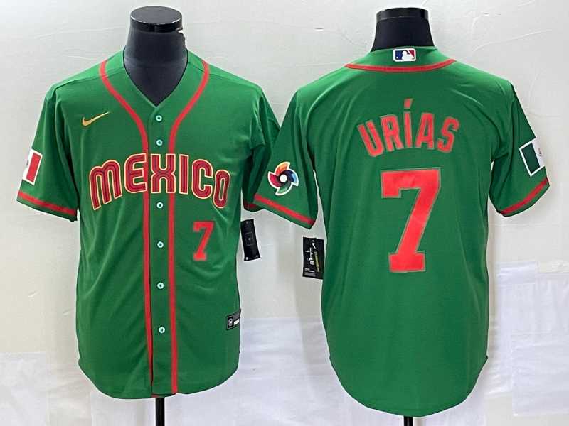 Mens Mexico Baseball #7 Julio Urias Number 2023 Green World Classic Stitched Jersey12